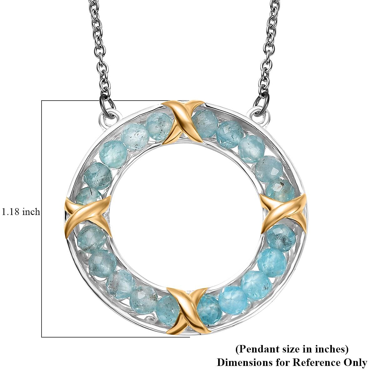Karis Apatite 6.15 ctw XOXO Circle Necklace in 18K YG Plated, Platinum Bond and Stainless Steel 18 Inches image number 6