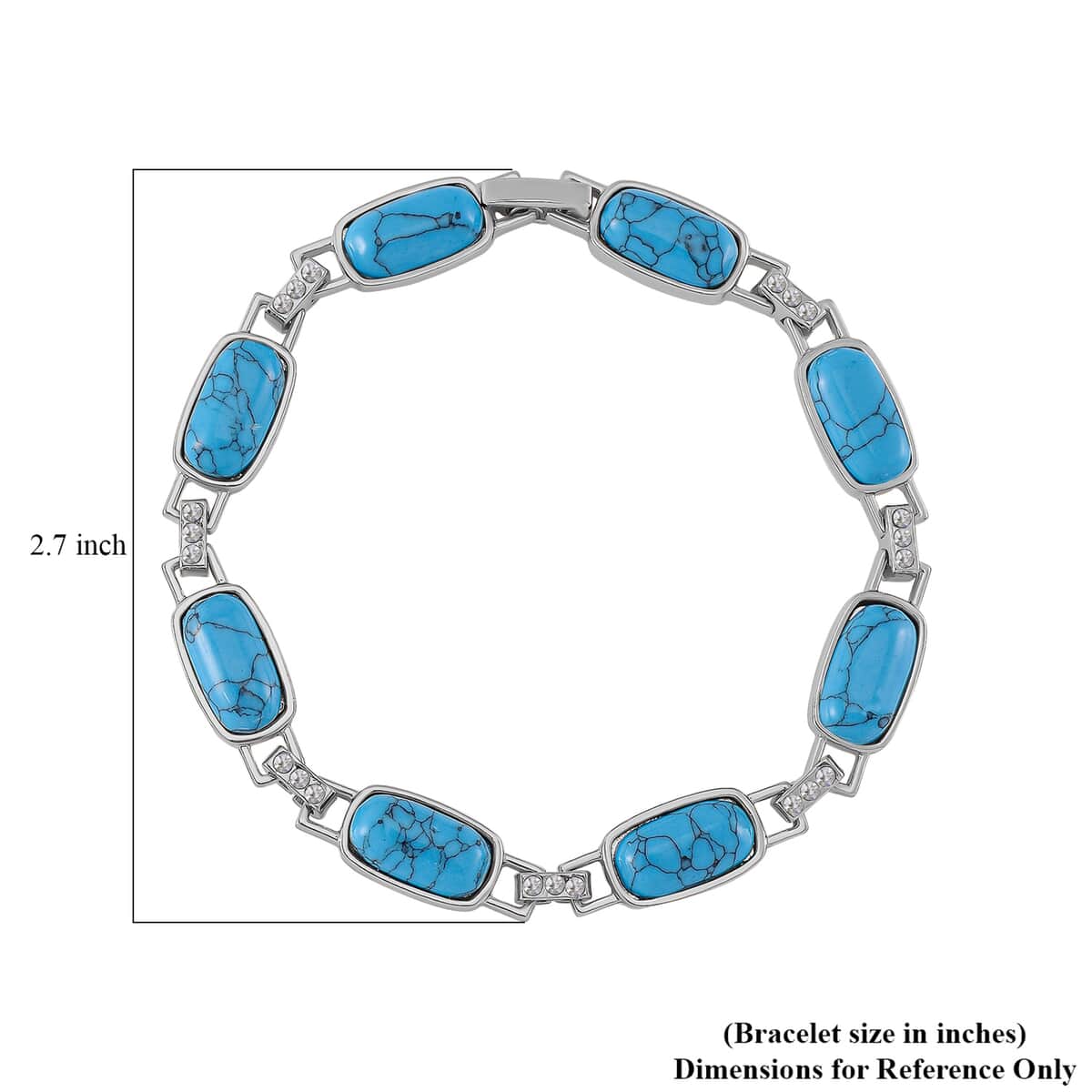 Blue Howlite and Austrian Crystal 36.00 ctw Bracelet in Silvertone (8.00 In) image number 5