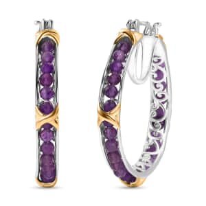 Karis African Amethyst 9.00 ctw XOXO Hoop Earrings in 18K YG Plated and Platinum Bond