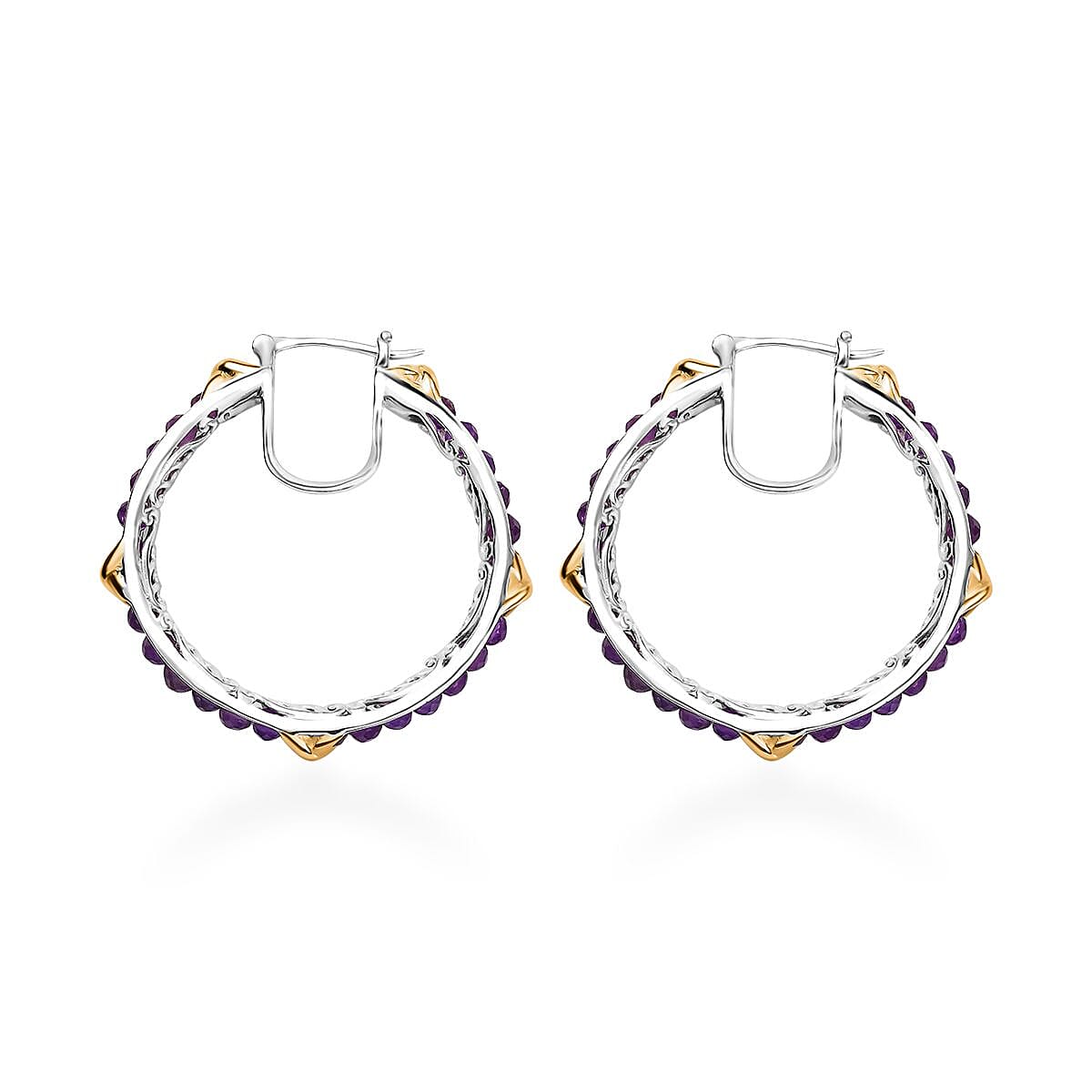 Karis African Amethyst 9.00 ctw XOXO Hoop Earrings in 18K YG Plated and Platinum Bond