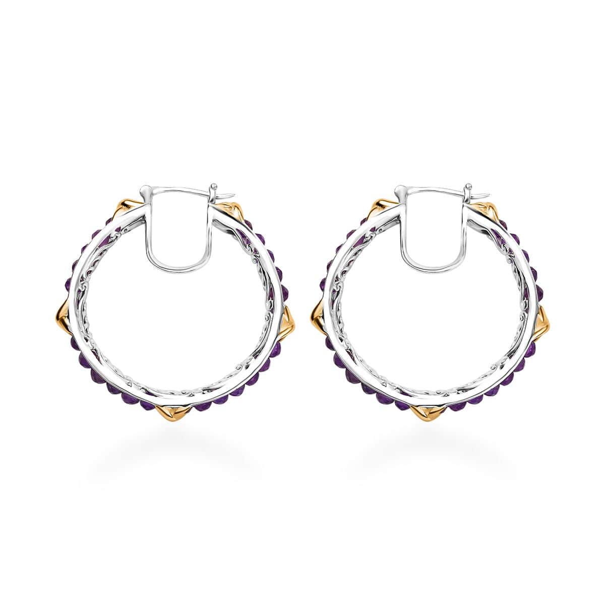 Karis African Amethyst 9.00 ctw XOXO Hoop Earrings in 18K YG Plated and Platinum Bond image number 3