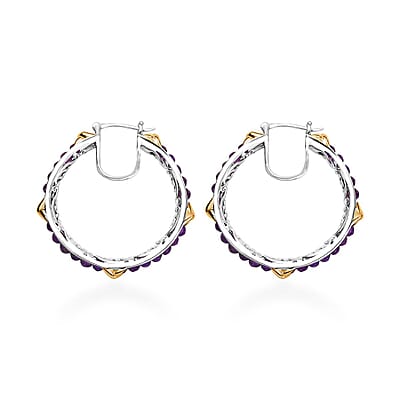 Karis African Amethyst 9.00 ctw XOXO Hoop Earrings in 18K YG Plated and Platinum Bond