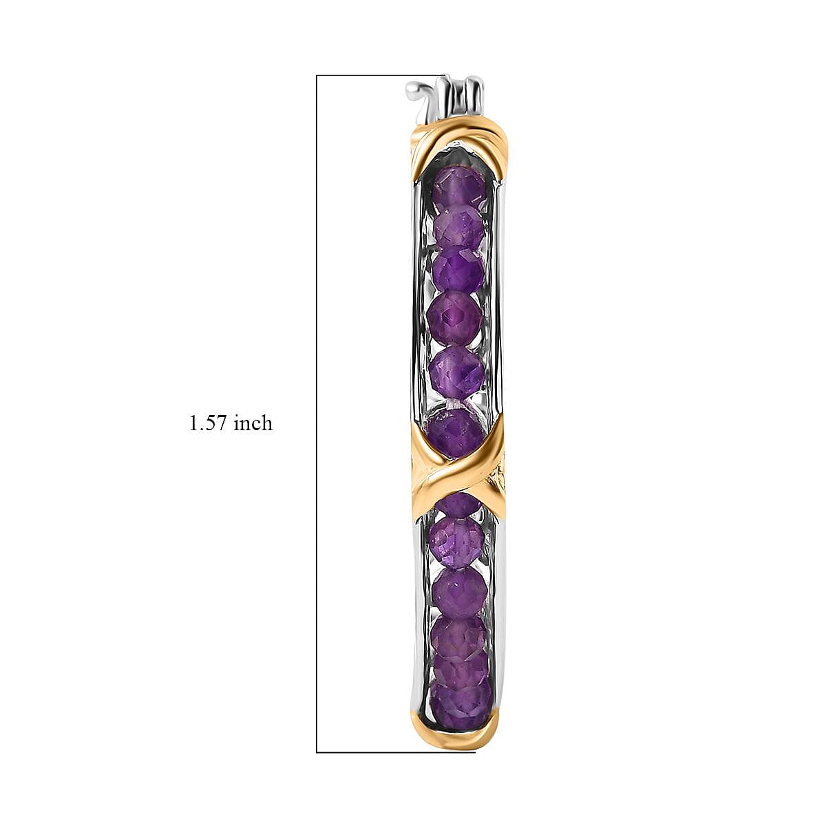 Karis African Amethyst 9.00 ctw XOXO Hoop Earrings in 18K YG Plated and Platinum Bond
