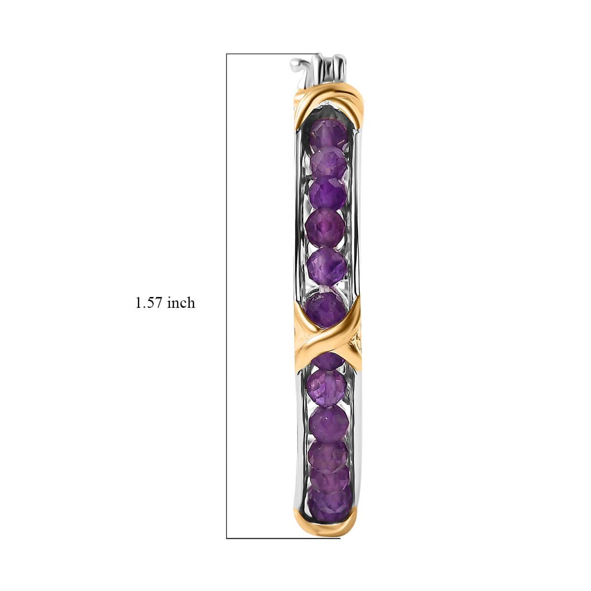 Karis African Amethyst 9.00 ctw XOXO Hoop Earrings in 18K YG Plated and Platinum Bond image number 4