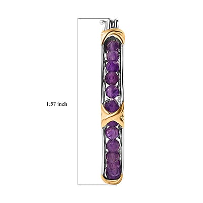 Karis African Amethyst 9.00 ctw XOXO Hoop Earrings in 18K YG Plated and Platinum Bond