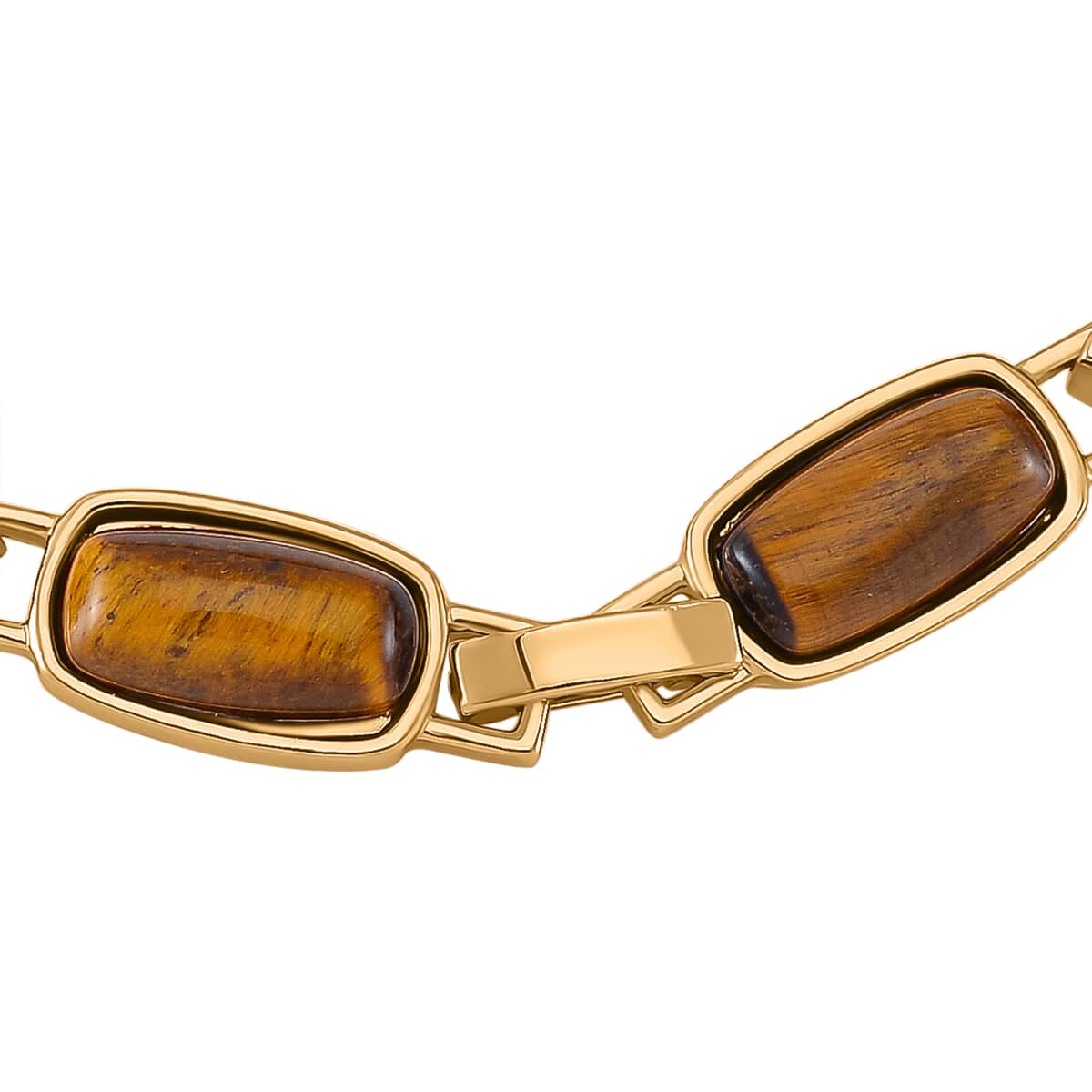 Yellow Tigers Eye and Austrian Crystal 36.00 ctw Bracelet in Goldtone (8.00 In) image number 4