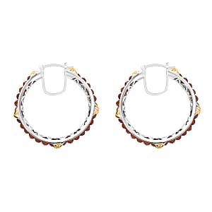 Karis Ratnapura Hessonite Garnet 14.35 ctw XOXO Hoop Earrings 18K YG Plated and Platinum Bond