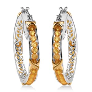 Karis Brazilian Citrine 11.00 ctw XOXO Hoop Earrings in 18K YG Plated and Platinum Bond