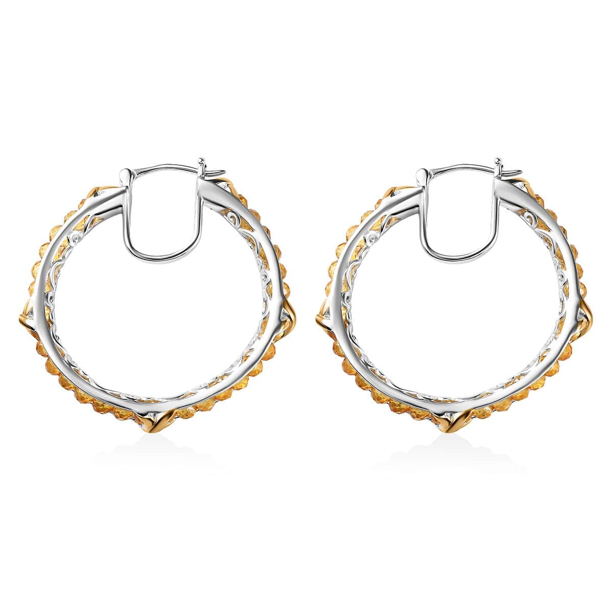 Karis Brazilian Citrine 11.00 ctw XOXO Hoop Earrings in 18K YG Plated and Platinum Bond image number 3