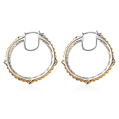 Karis Brazilian Citrine 11.00 ctw XOXO Hoop Earrings in 18K YG Plated and Platinum Bond