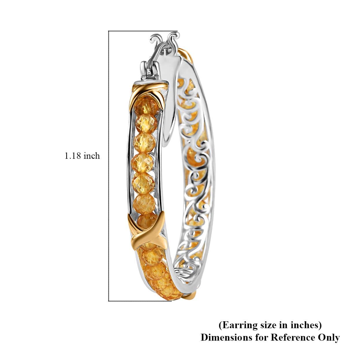 Karis Brazilian Citrine 11.00 ctw XOXO Hoop Earrings in 18K YG Plated and Platinum Bond image number 4