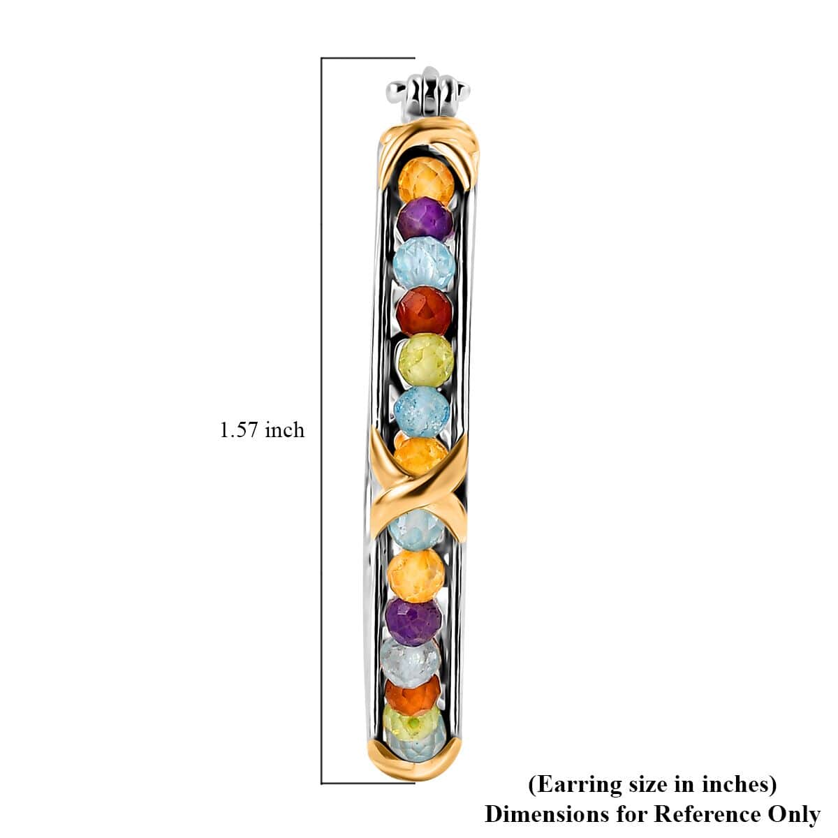 Karis Multi Gemstone 10.50 ctw XOXO Hoop Earrings in 18K YG Plated and Platinum Bond image number 4