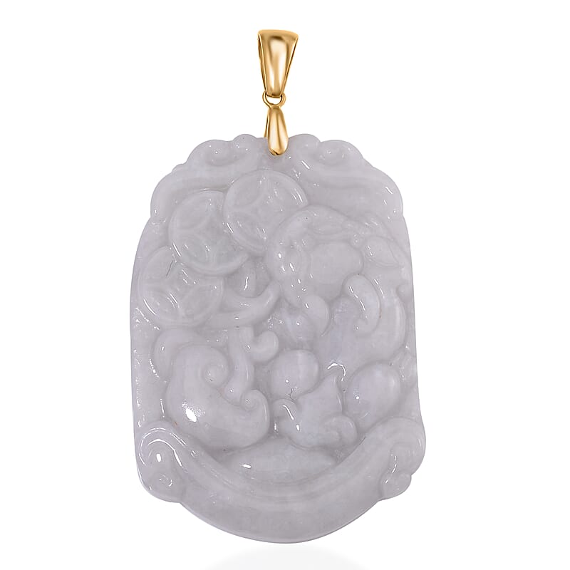 Natural Jade 90.00 ctw Pixiu with Money Coin Carved Pendant in 10K Yellow Gold