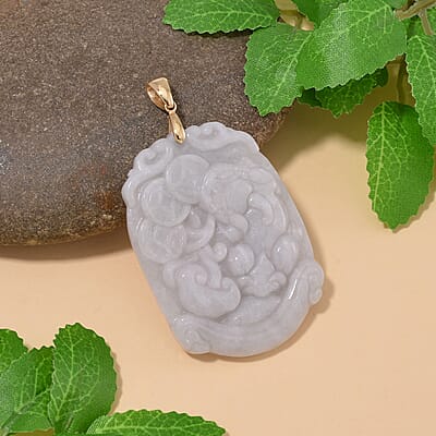 Natural Jade 90.00 ctw Pixiu with Money Coin Carved Pendant in 10K Yellow Gold