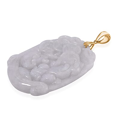 Natural Jade 90.00 ctw Pixiu with Money Coin Carved Pendant in 10K Yellow Gold
