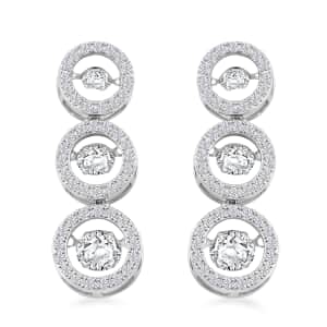 Moissanite 5.00 ctw 3 Halo Dancing Earrings in Rhodium Over Sterling Silver