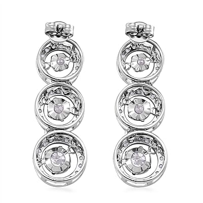 Moissanite 5.00 ctw 3 Halo Dancing Earrings in Rhodium Over Sterling Silver