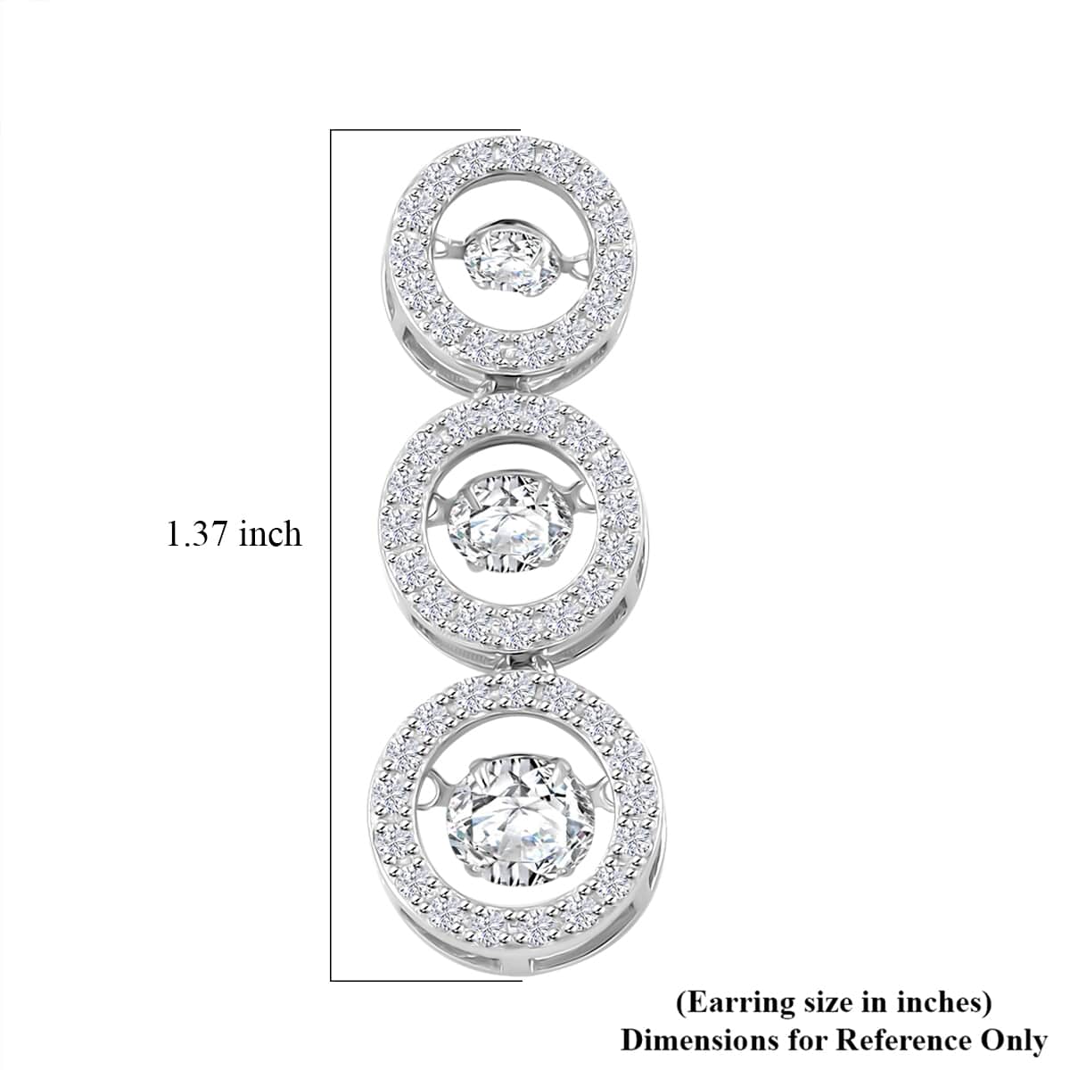 Moissanite 5.00 ctw 3 Halo Dancing Earrings in Rhodium Over Sterling Silver image number 5