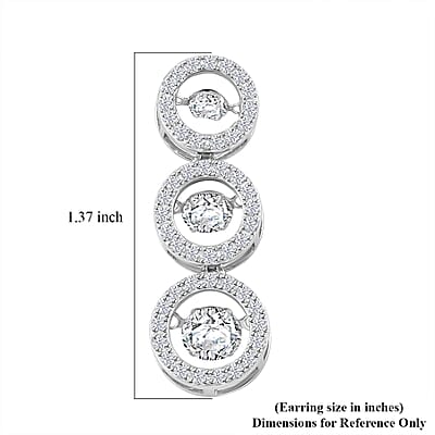 Moissanite 5.00 ctw 3 Halo Dancing Earrings in Rhodium Over Sterling Silver