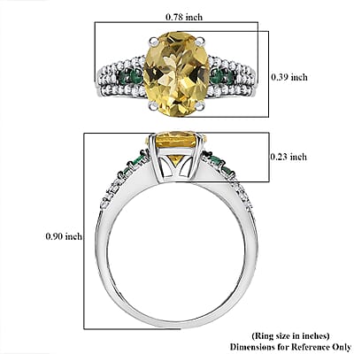 Brazilian Heliodor and Multi Gemstone 1.90 ctw Ring in Rhodium Over Sterling Silver (Size 10.0)