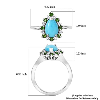Sleeping Beauty Turquoise and Multi Gemstone 2.00 ctw Ring in Rhodium Over Sterling Silver (Size 10.0)
