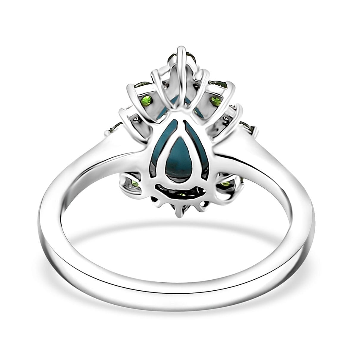 Sleeping Beauty Turquoise and Multi Gemstone 2.00 ctw Ring in Rhodium Over Sterling Silver (Size 8.0) image number 4