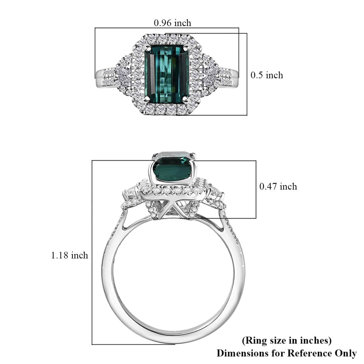 Rhapsody 950 Platinum AAAA Pirineu Lagoon Tourmaline and E-F VS Diamond 3.65 ctw Ring (Size 6.0) 7.35 Grams image number 5