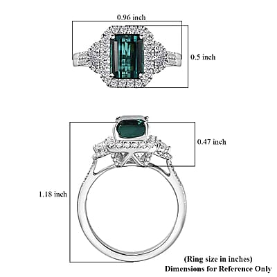 Certified & Appraised Rhapsody AAAA Pirineu Lagoon Tourmaline and E-F VS Diamond 3.70 ctw Ring in 950 Platinum (Size 6.0) 7.75 Grams