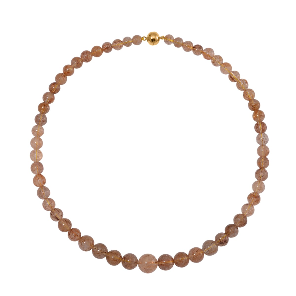 Golden Rutilated Quartz 320.00 ctw Beaded Necklace in 14K Yellow Gold Over Sterling Silver 20 Inches image number 2
