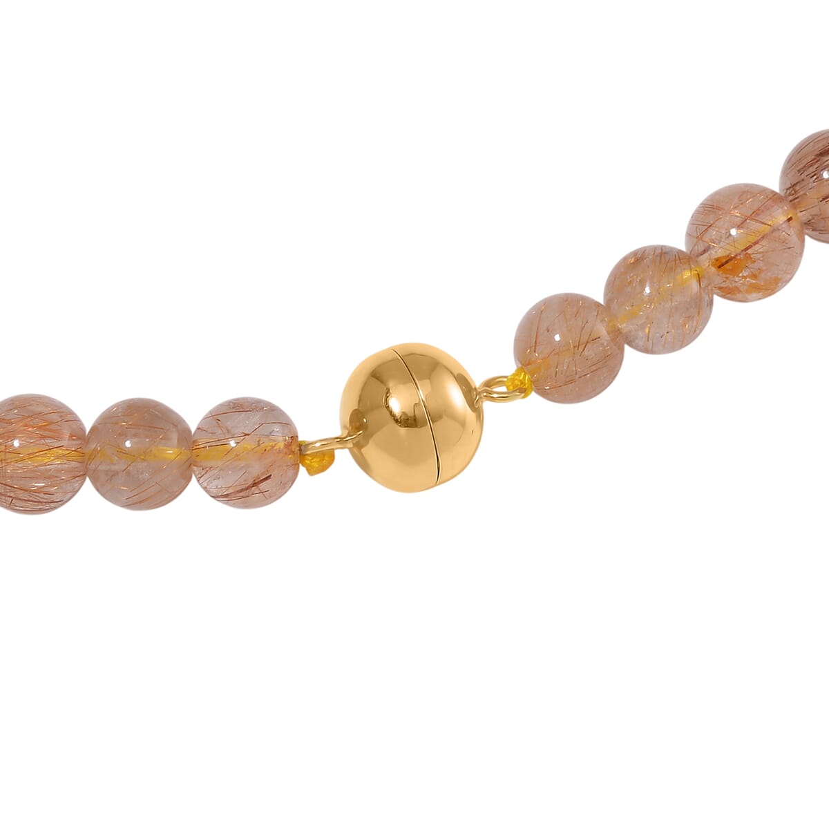 Golden Rutilated Quartz 320.00 ctw Beaded Necklace in 14K Yellow Gold Over Sterling Silver 20 Inches image number 3