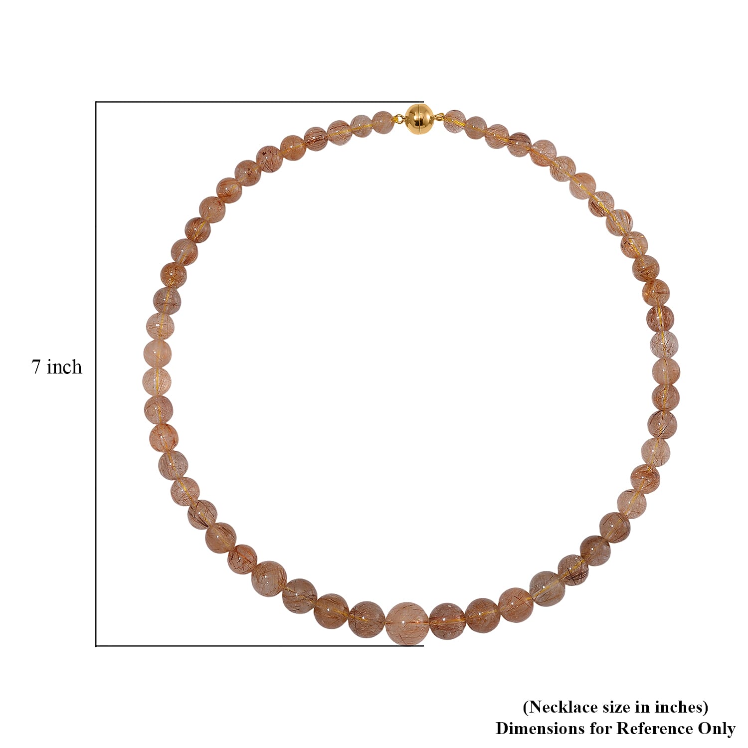 Golden Rutilated Quartz 320.00 ctw Beaded Necklace in 14K Yellow Gold Over Sterling Silver 20 Inches