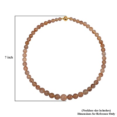 Golden Rutilated Quartz 320.00 ctw Beaded Necklace in 14K Yellow Gold Over Sterling Silver 20 Inches