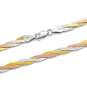 Tri Tone Sterling Silver Chain (20 Inches) 8.87 g