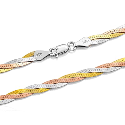 Tri Tone Sterling Silver Chain (20 Inches) 8.87 g