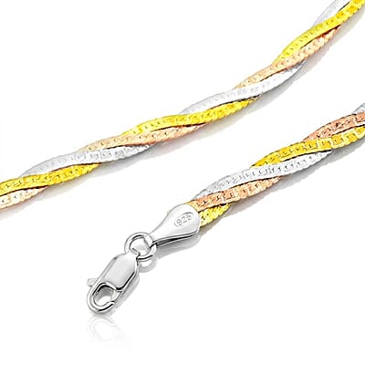 Tri Tone Sterling Silver Chain (20 Inches) 8.87 g