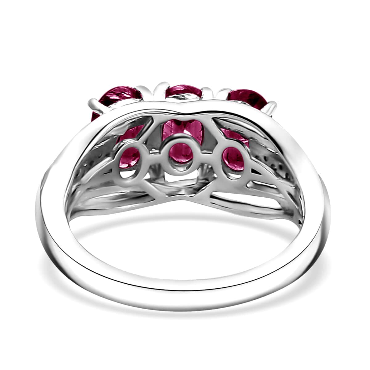 Niassa Ruby (FF) and Red Sapphire 2.25 ctw Ring in Rhodium Over Sterling Silver (Size 10.0) image number 4