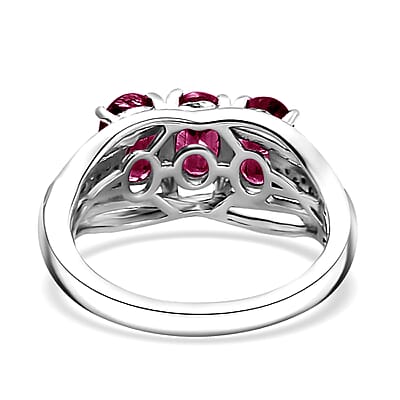D'Joy Niassa Ruby (FF) and Red Sapphire 2.25 ctw Ring in Rhodium Over Sterling Silver (Size 10.0)