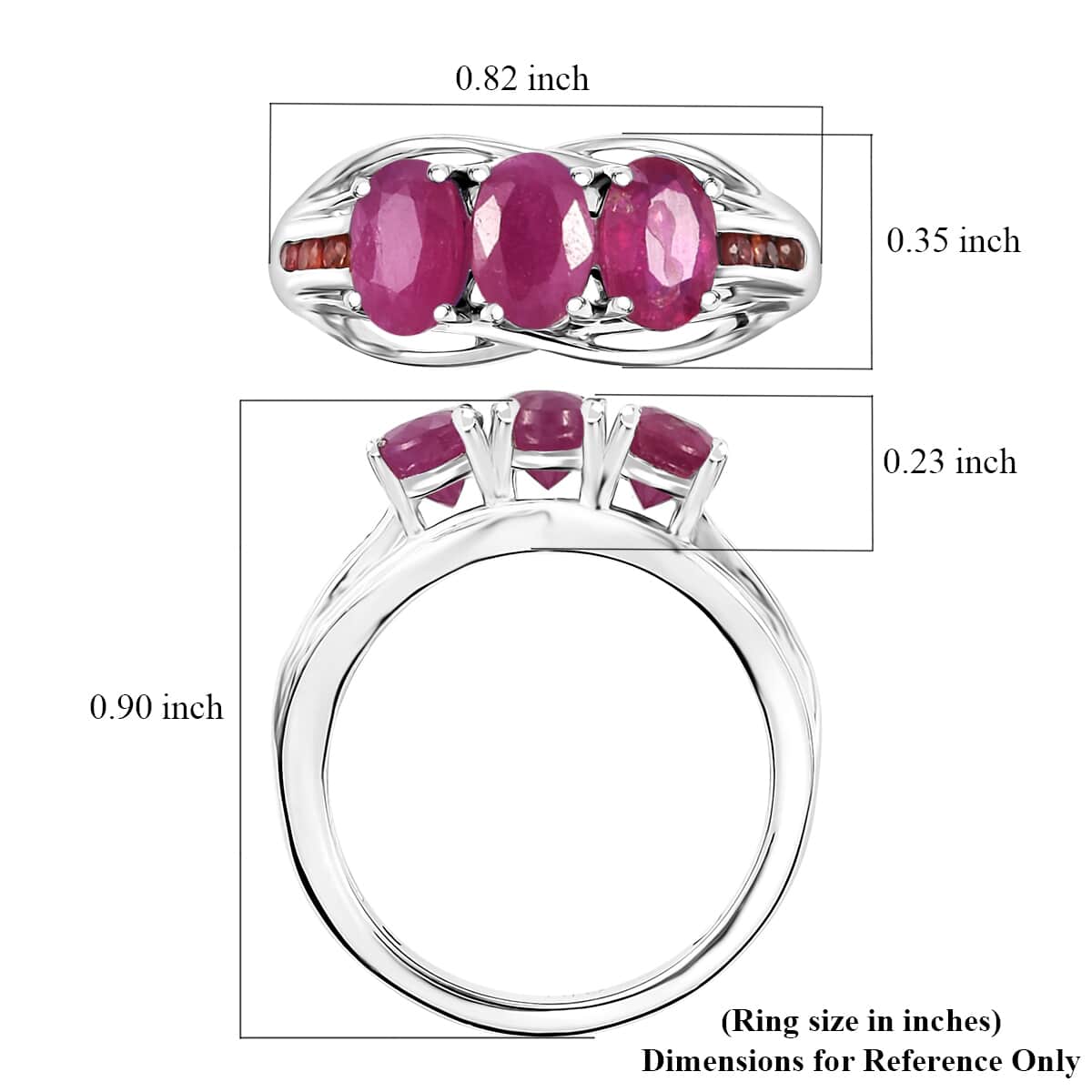 Niassa Ruby (FF) and Red Sapphire 2.25 ctw Ring in Rhodium Over Sterling Silver (Size 10.0) image number 5