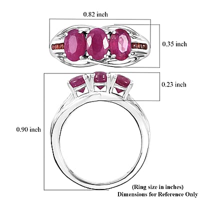 D'Joy Niassa Ruby (FF) and Red Sapphire 2.25 ctw Ring in Rhodium Over Sterling Silver (Size 10.0)