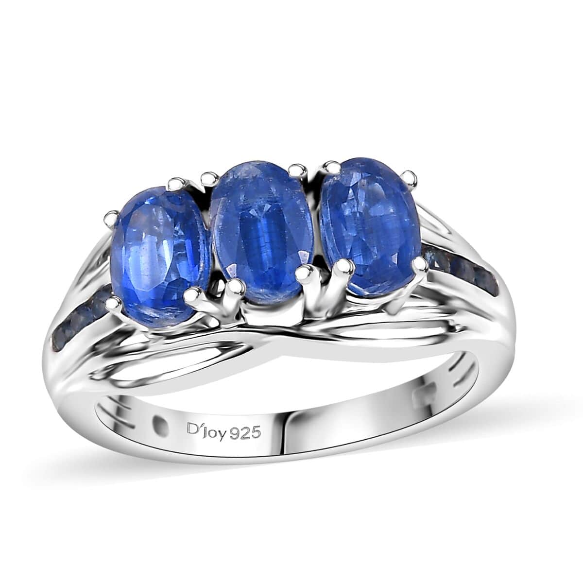 Kashmir Kyanite and Blue Sapphire 1.80 ctw Ring in Rhodium Over Sterling Silver (Size 10.0) image number 0