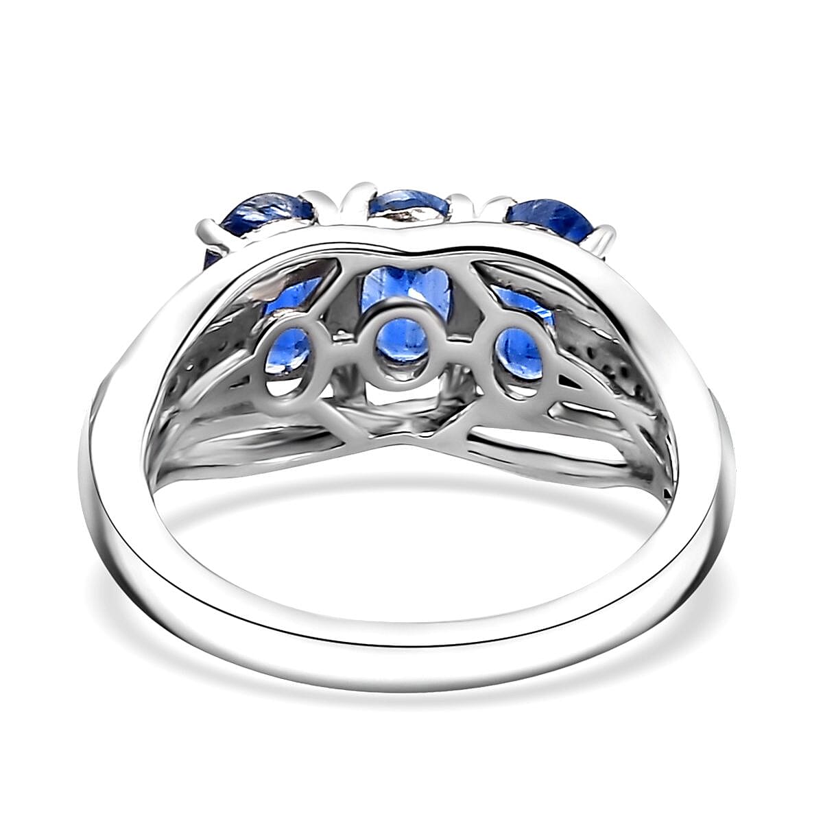 Kashmir Kyanite and Blue Sapphire 1.80 ctw Ring in Rhodium Over Sterling Silver (Size 5.0) image number 4