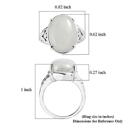 White Jade Solitaire 11.90 ctw Ring in Stainless Steel (Size 10.0) 