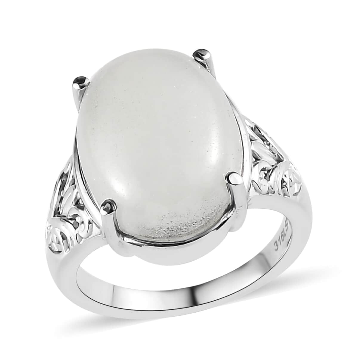 White Jade Solitaire 11.90 ctw Ring in Stainless Steel (Size 11.0)  image number 0