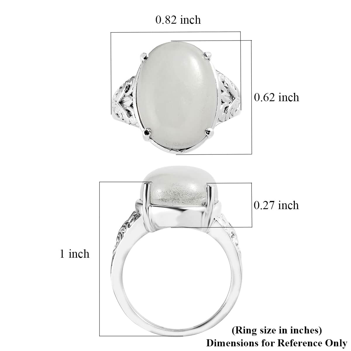 White Jade Solitaire 11.90 ctw Ring in Stainless Steel (Size 11.0)  image number 5