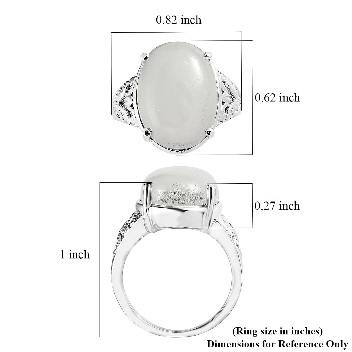 White Jade Solitaire 11.90 ctw Ring in Stainless Steel (Size 9.0)  image number 5