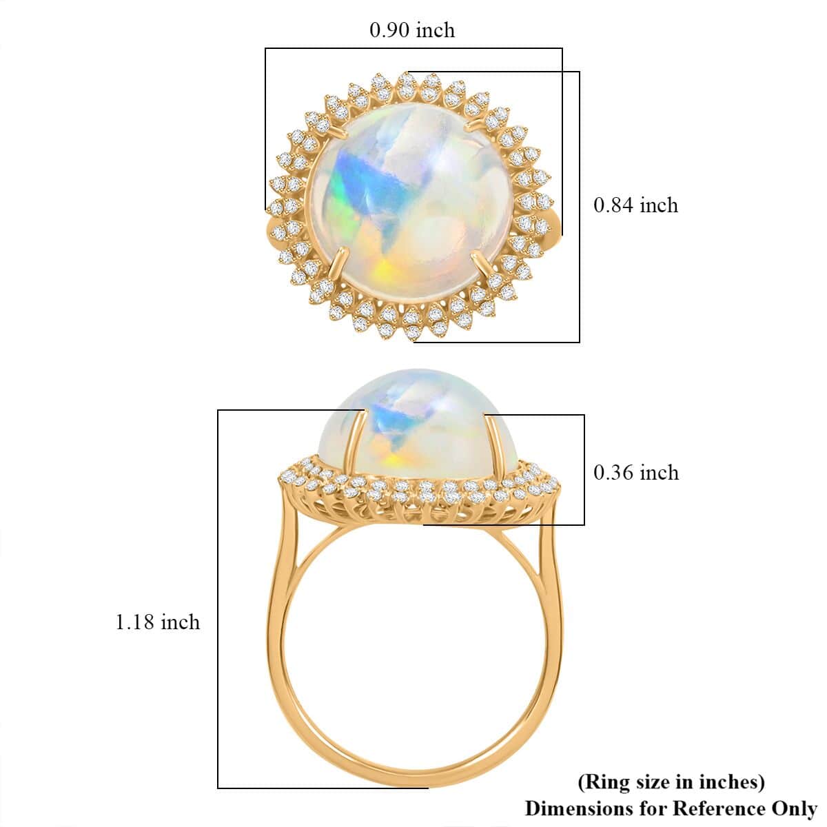 Luxoro AAA Ethiopian Welo Opal and G-H I2 Diamond 8.10 ctw Ring in 14K Yellow Gold (Size 6.0) 5.10 Grams image number 5