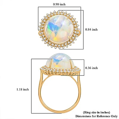 Certified and Appraised Luxoro AAA Ethiopian Welo Opal and G-H I2 Diamond 8.10 ctw Ring in 14K Yellow Gold (Size 6.0) 5.10 Grams
