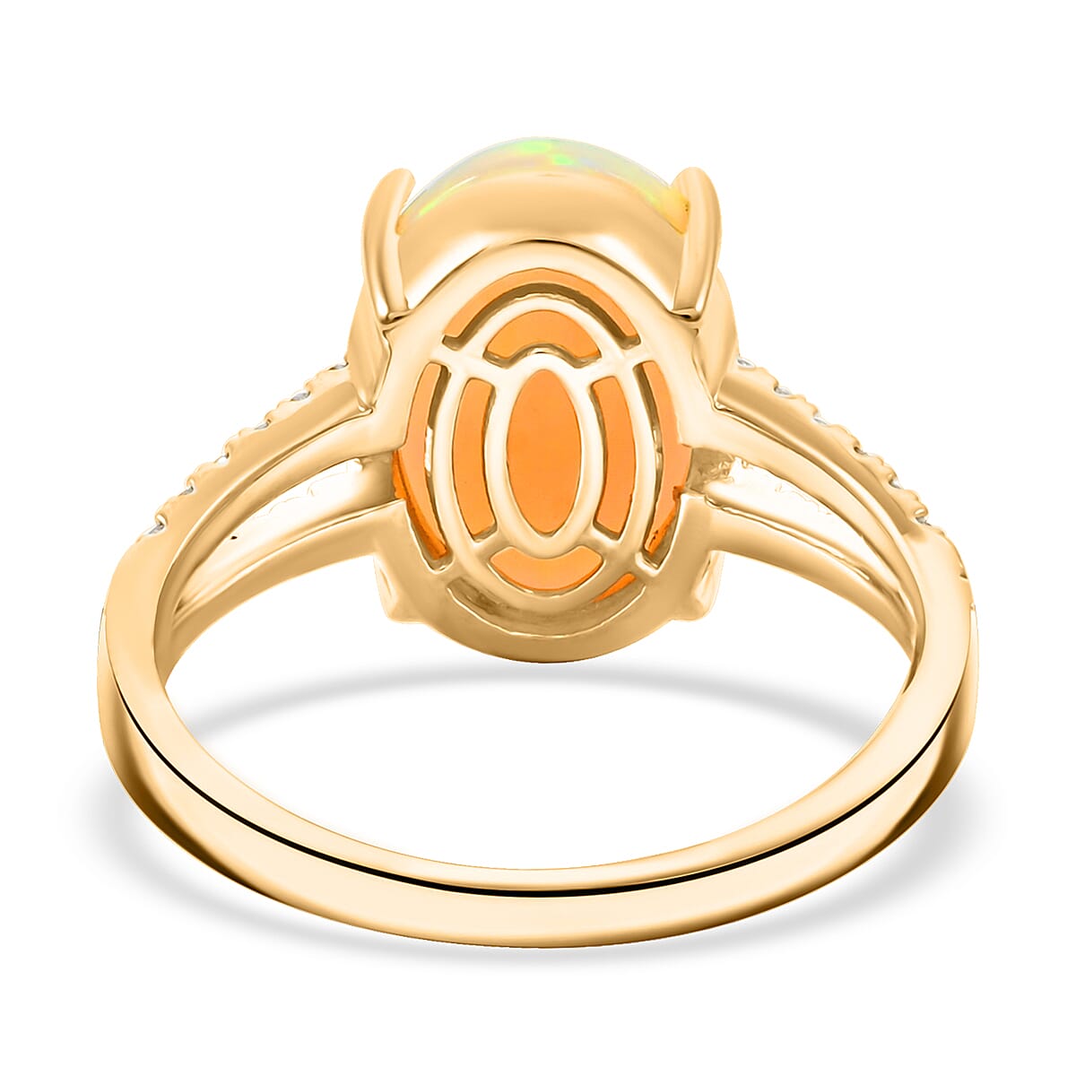 Certified & Appraised Luxoro AAA Ethiopian Welo Opal and G-H I2 Diamond 4.80 ctw Ring in 14K Yellow Gold (Size 8.0) 4 Grams image number 4