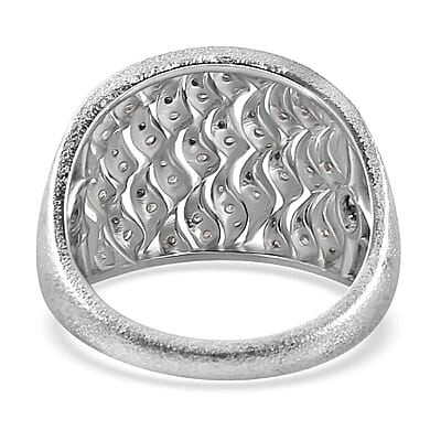 GP Royal Art Deco Collection Diamond Ring in Platinum Over Sterling Silver (Size 7.0) 0.50 ctw