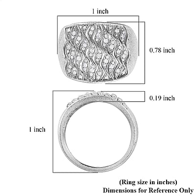 GP Royal Art Deco Collection Diamond Ring in Platinum Over Sterling Silver (Size 7.0) 0.50 ctw